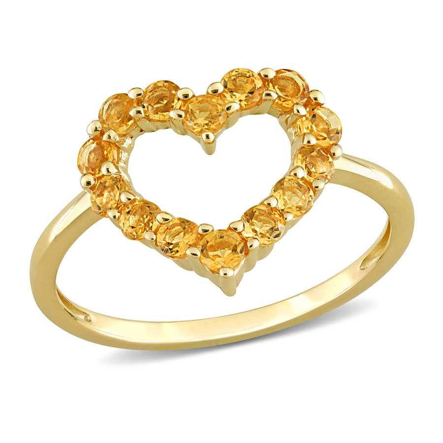 1/2 Carat (ctw) Citrine Heart Ring in 10K Yellow Gold Image 1