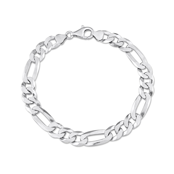 Mens Flat Figaro Chain Bracelet in Sterling Silver (9.00 inches) Image 1