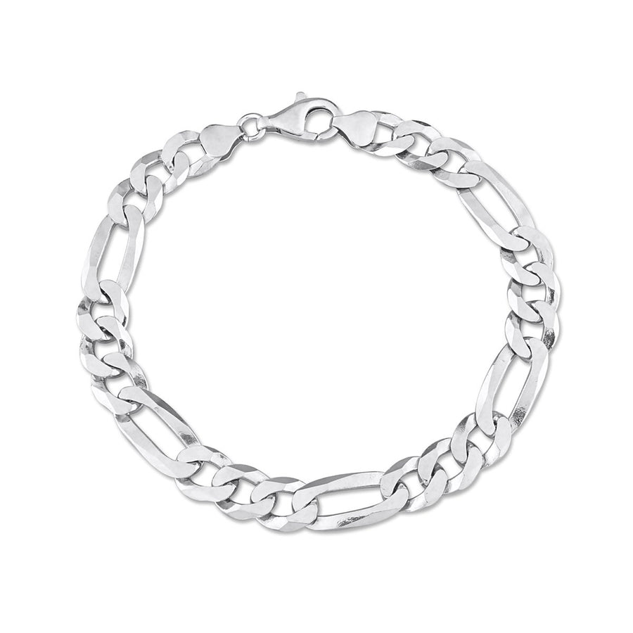 Mens Flat Figaro Chain Bracelet in Sterling Silver (9.00 inches) Image 1