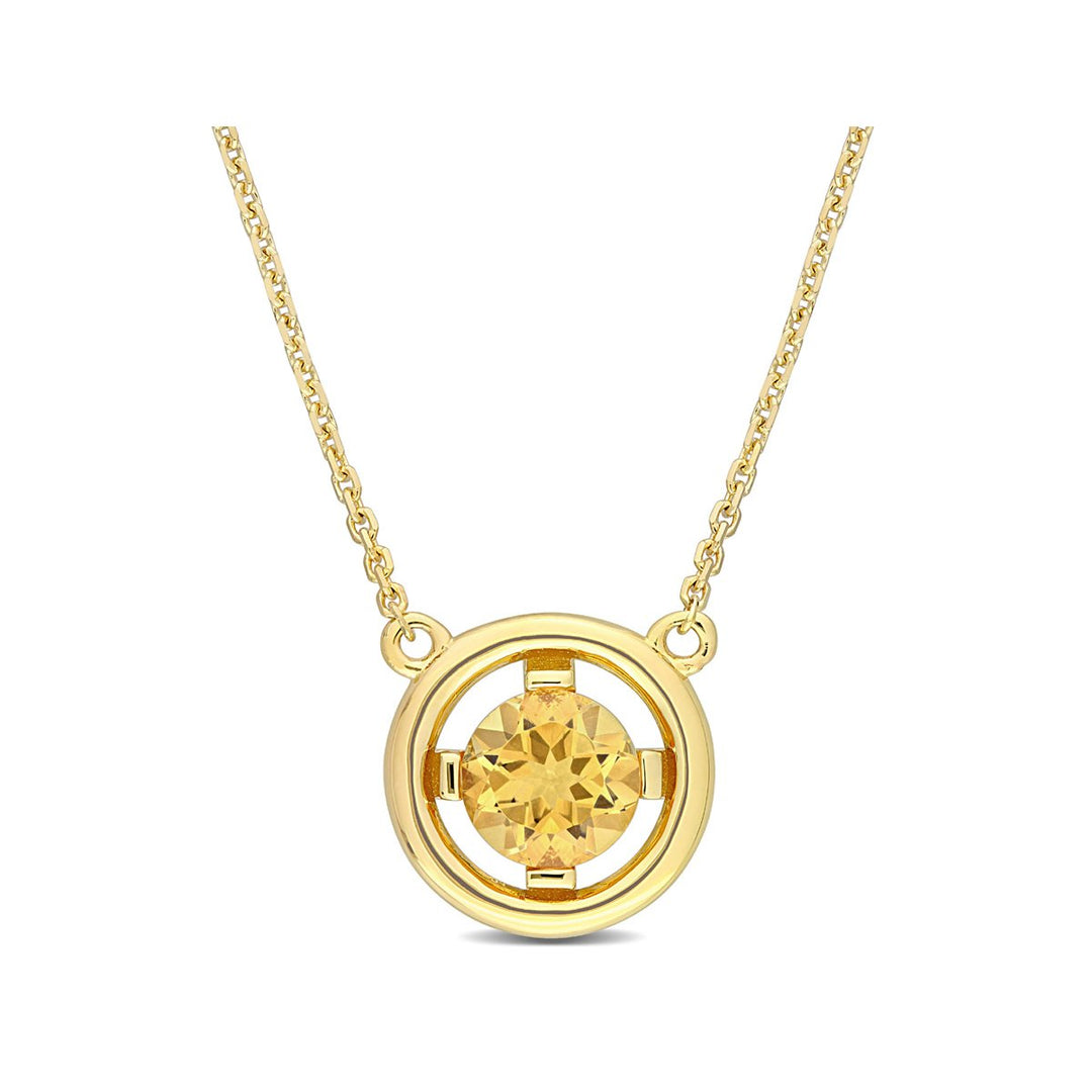 3/4 Carat (ctw) Citrine Solitaire Pendant Necklace in 10K Yellow Gold with Chain Image 1