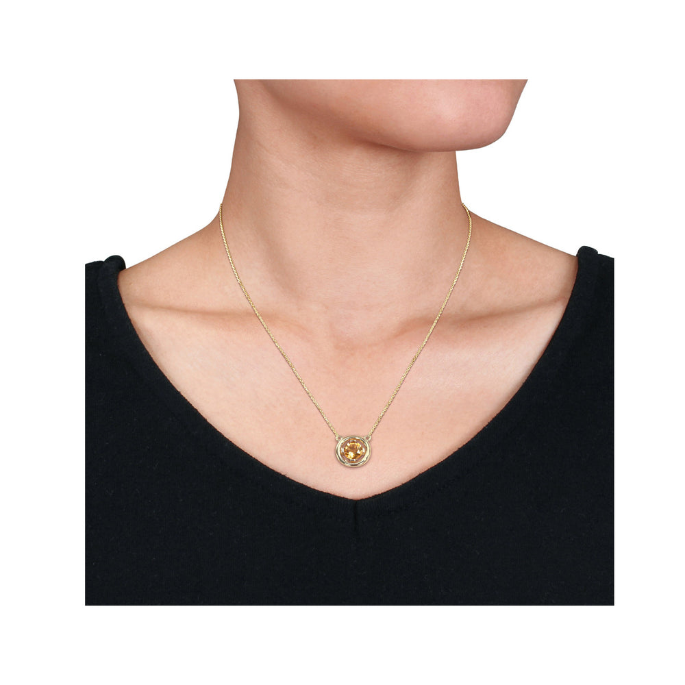 3/4 Carat (ctw) Citrine Solitaire Pendant Necklace in 10K Yellow Gold with Chain Image 2