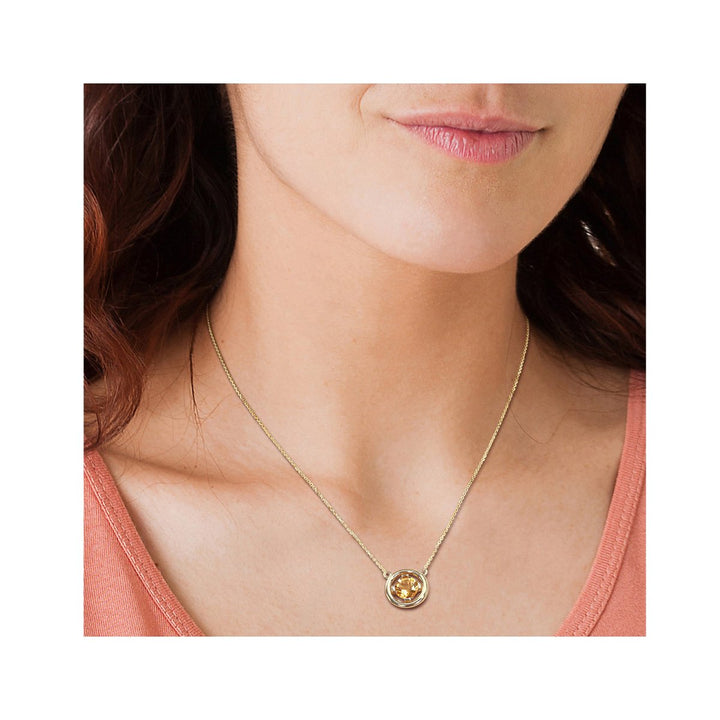 3/4 Carat (ctw) Citrine Solitaire Pendant Necklace in 10K Yellow Gold with Chain Image 3