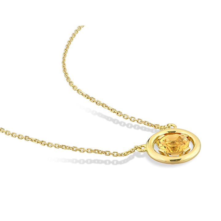 3/4 Carat (ctw) Citrine Solitaire Pendant Necklace in 10K Yellow Gold with Chain Image 4