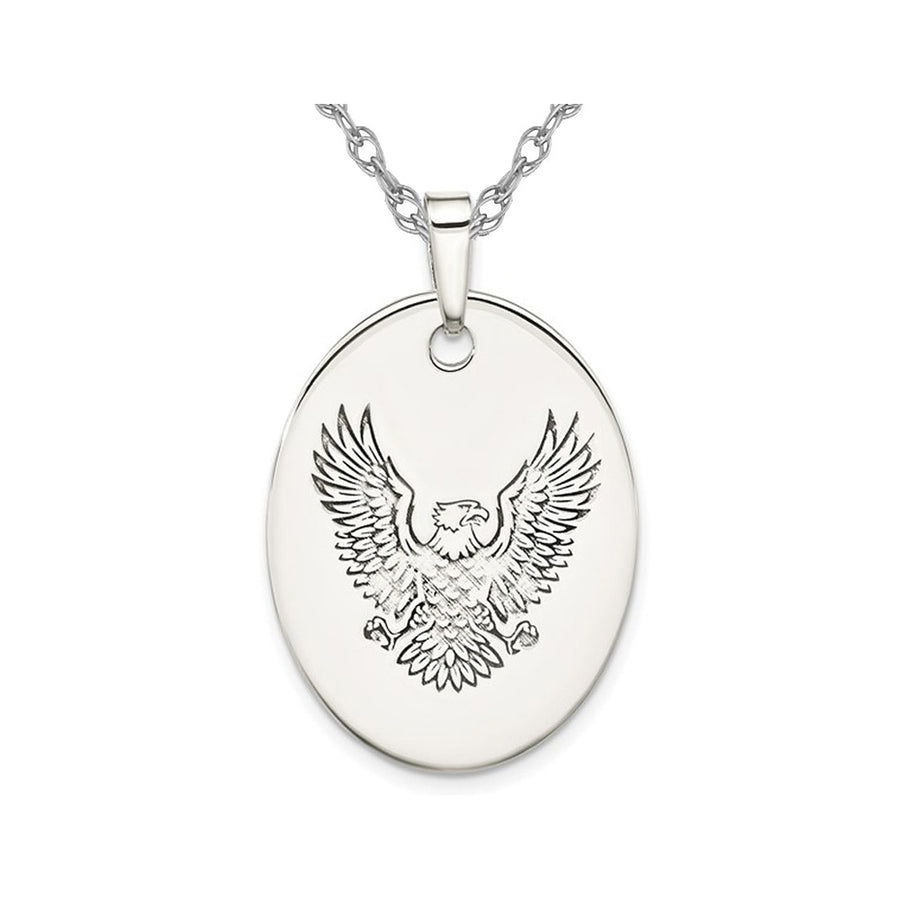 Sterling Silver Oval Eagle Pendant Necklace with Chain Image 1