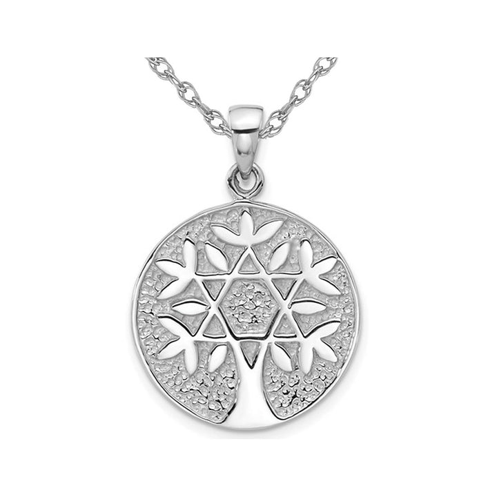 Sterling Silver Star of David Tree of Life Pendant Necklace with Chain Image 1