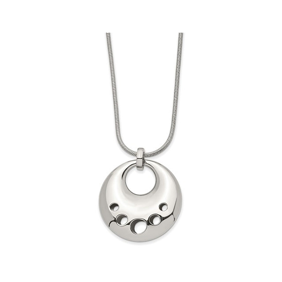 Stainless Steel Polished Circle Cut-out Necklace (24 Inches) Image 1