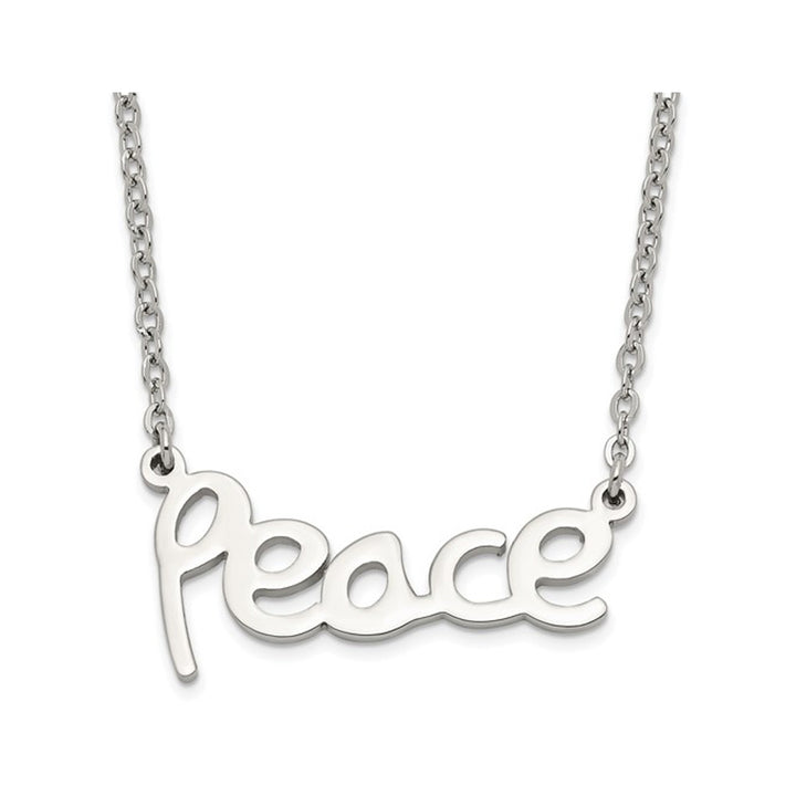 Stainless Steel Polished PEACE Necklace with Chain Image 1