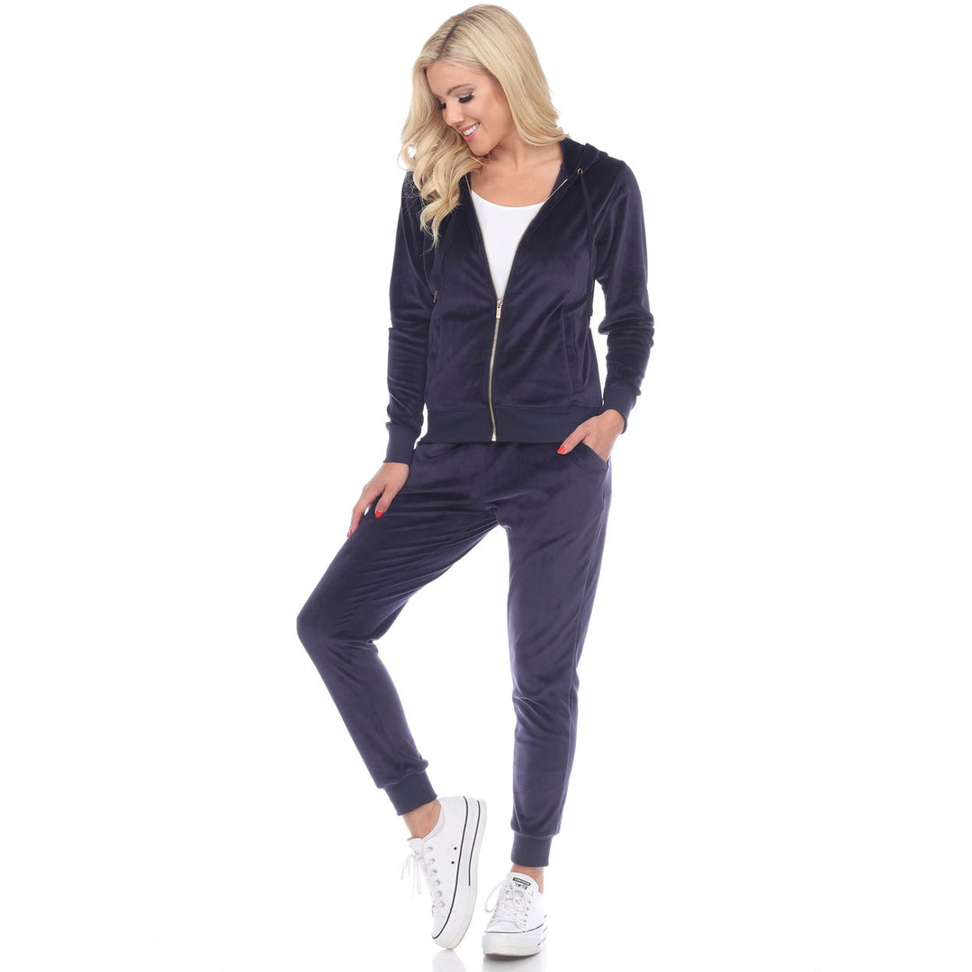 White Mark Womens Velour Tracksuit Set Zip Hoodie Sweatpants Multiple Sizes Image 4