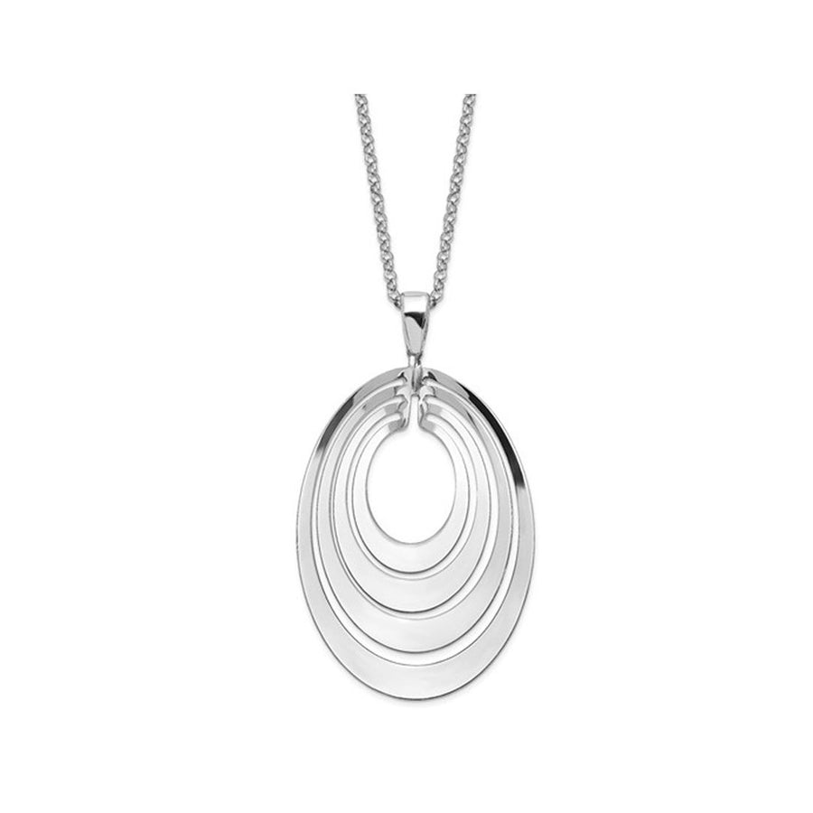 Sterling Silver Circle  Polished and Brushed Necklace Pendant with Chain Image 1