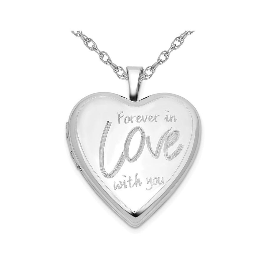 Love Heart Locket Pendant Necklace in Sterling Silver with Chain Image 1