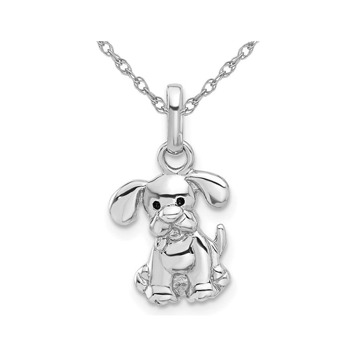 Sterling Silver Cute Dog Puppy Charm Pendant Necklace with Chain Image 1