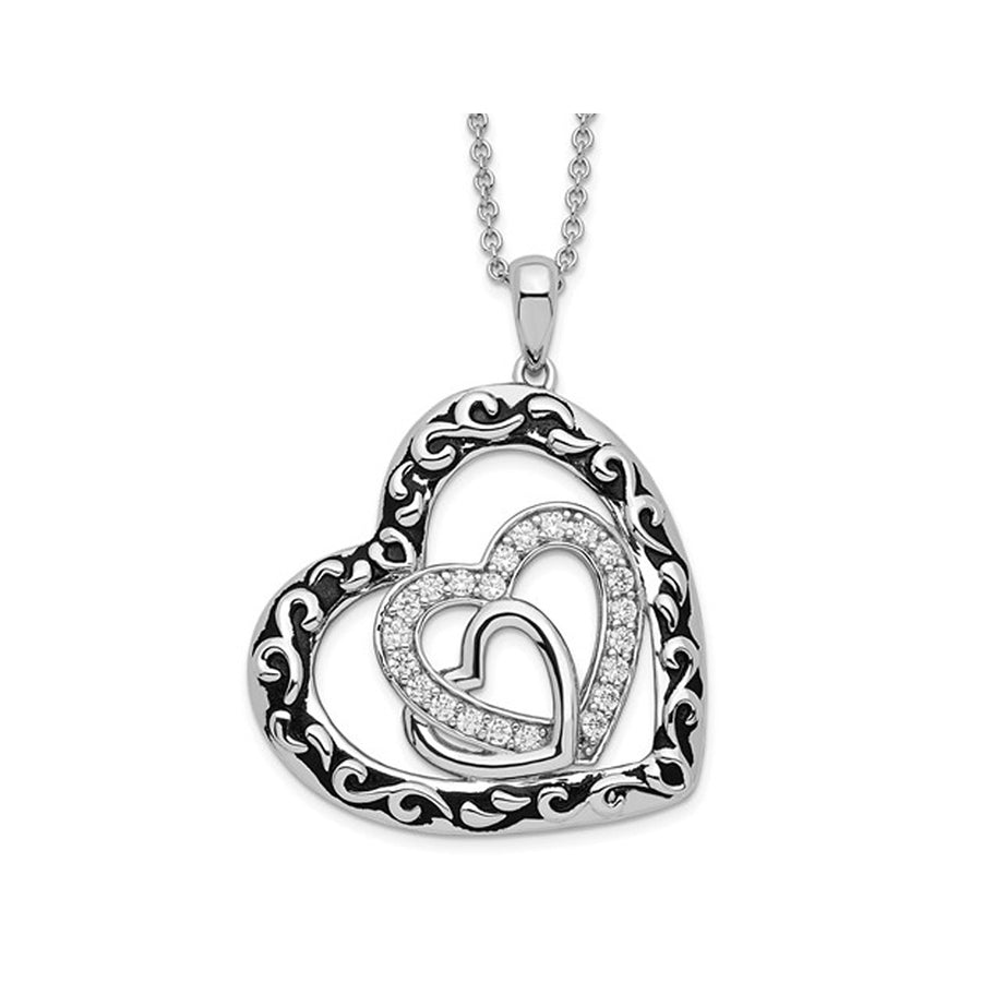 - My Blended Family - Heart Pendant Necklace in Sterling Silver with Synthetic Cubic Zirconia (CZ)s Image 1