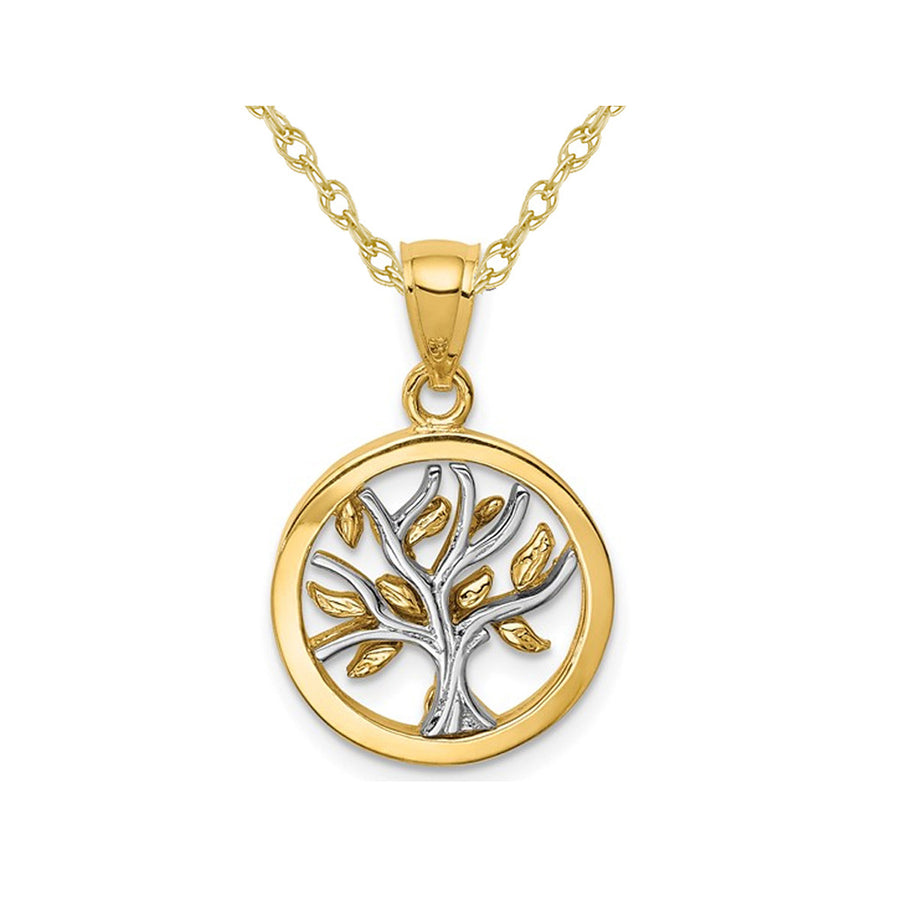 14K Yellow Gold Polished Tree of Life Pendant Necklace with Chain Image 1