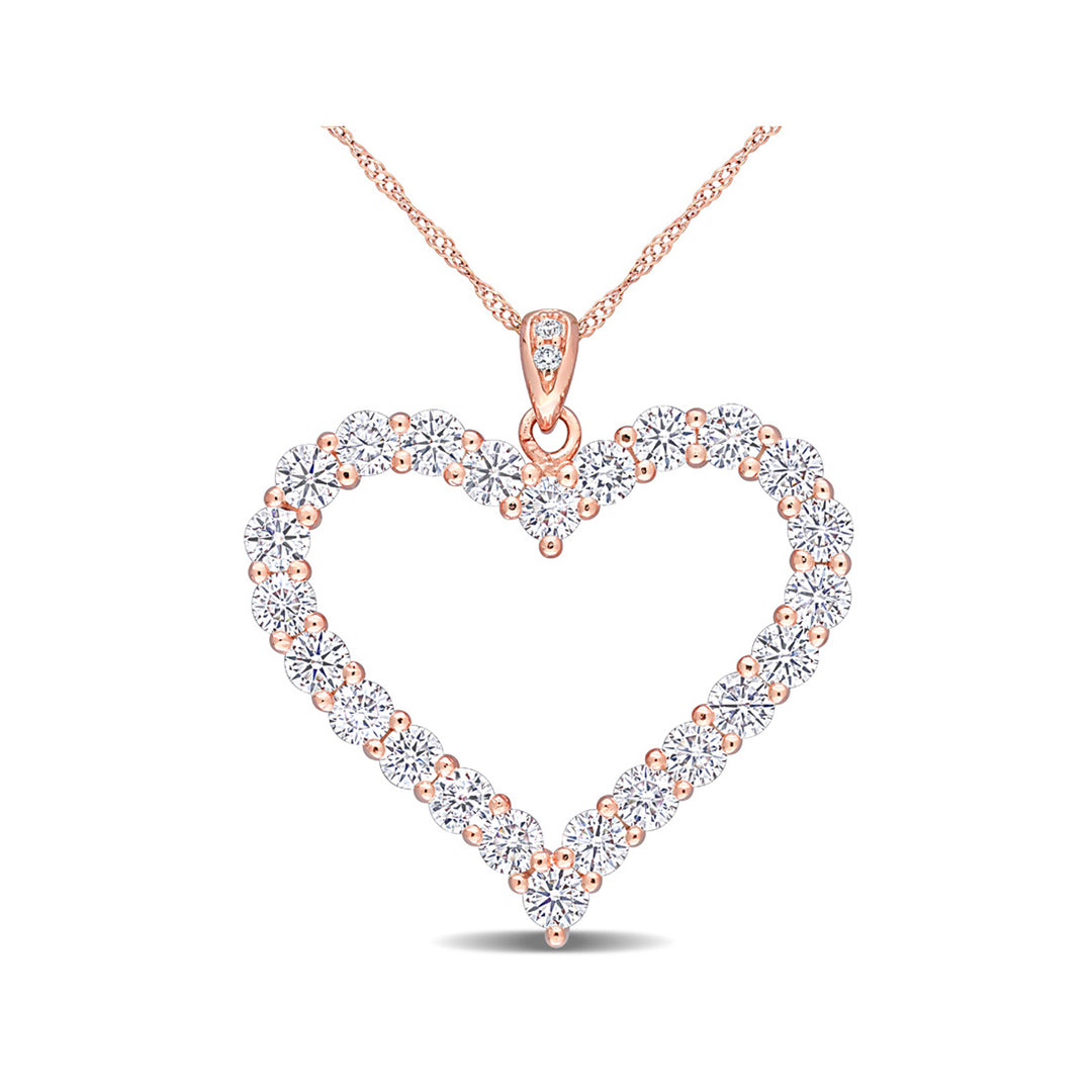 2.40 Carat (ctw) Lab-Created Moissanite Heart Pendant Necklace in Rose Plated Sterling Silver Image 1