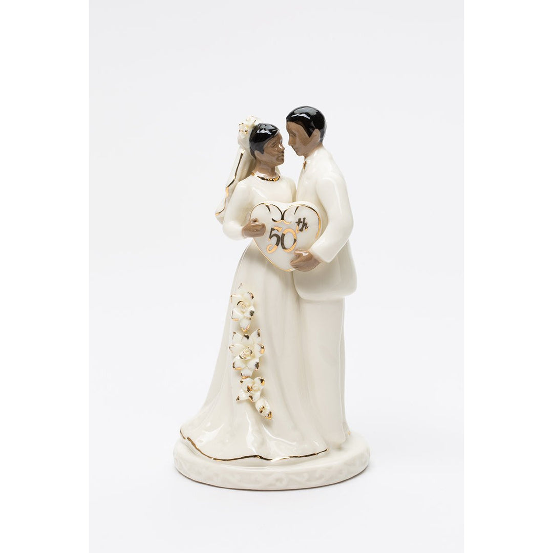 Ceramic African American 50th Anniversary Couple Cake Topper Anniversary D cor or Gift Image 2