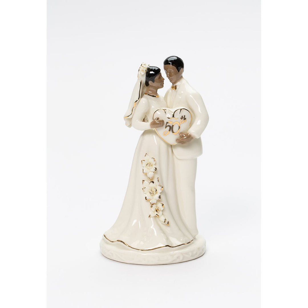 Ceramic African American 50th Anniversary Couple Cake Topper Anniversary D cor or Gift Image 3