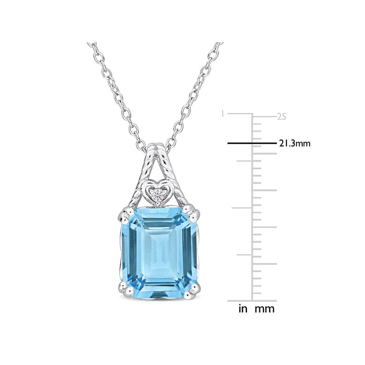 7 1/2 Carat (ctw) Blue Topaz Pendant Necklace in Sterling Silver with Chain Image 4