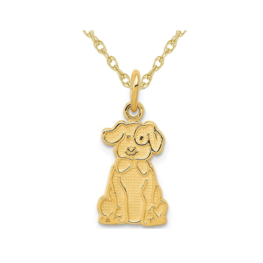 10K Yellow Gold Puppy Charm Pendant Necklace with Chain Image 1