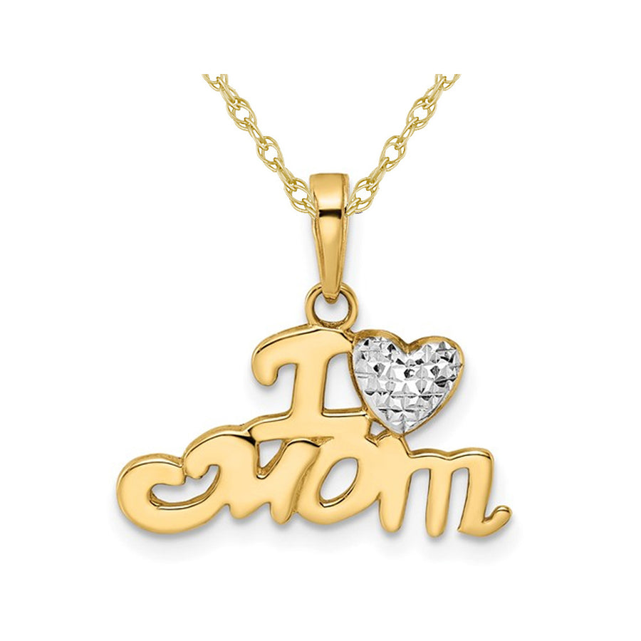 I Heart Mom Pendant Necklace in 14K Yellow Gold with Chain Image 1