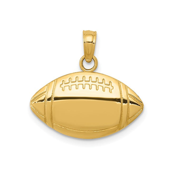 14K Yellow Gold Classic Football Charm Pendant (NO Chain) Image 1