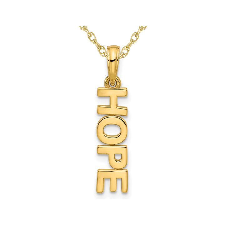 14K Yellow Gold HOPE Pendant Necklace with Chain Image 1