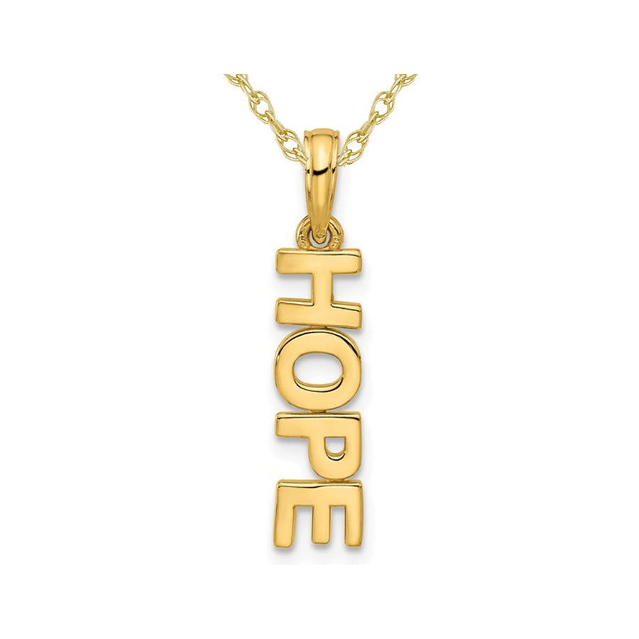 14K Yellow Gold HOPE Pendant Necklace with Chain Image 1