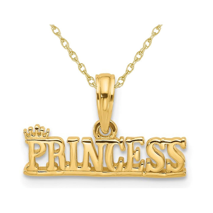14K Yellow Gold Princess Pendant Necklace with Chain Image 1