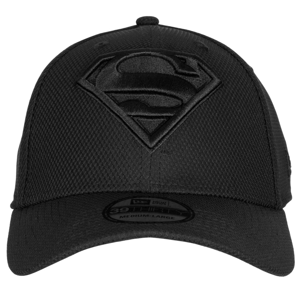 Superman Symbol Black on Black Era 39Thirty Fitted Hat Image 2