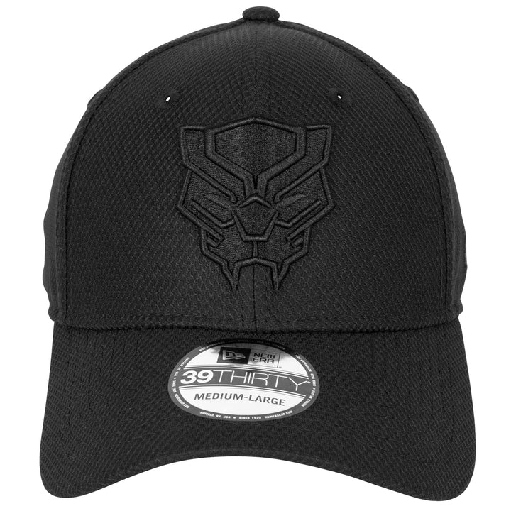 Black Panther Logo Black on Black Era 39Thirty Fitted Hat Image 2