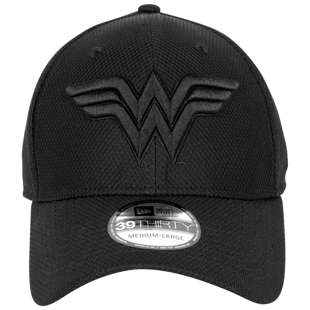 Wonder Woman Logo Black on Black Colorway Era 39Thirty Fitted Hat Image 2