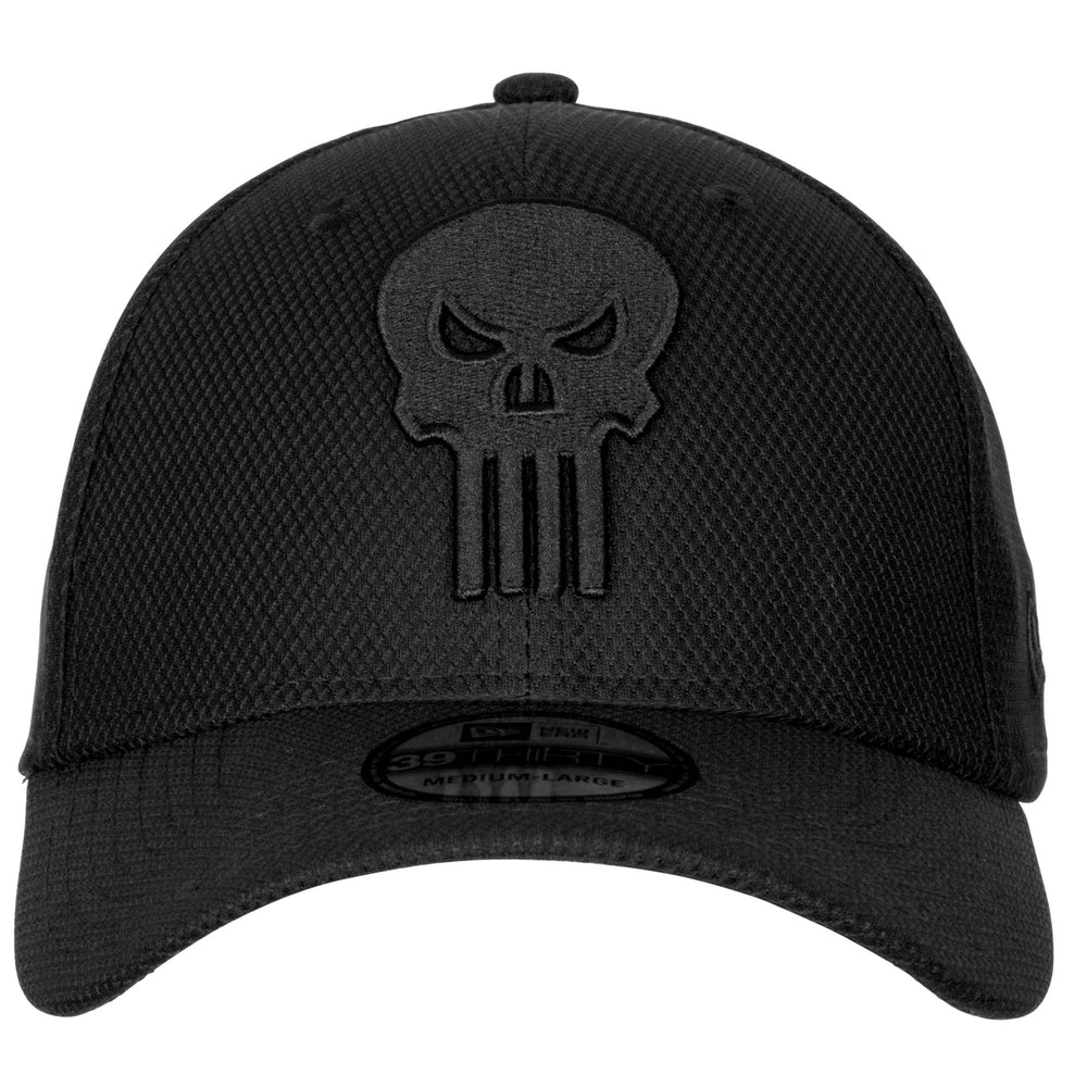 The Punisher Symbol Black on Black Era 39Thirty Fitted Hat Image 2