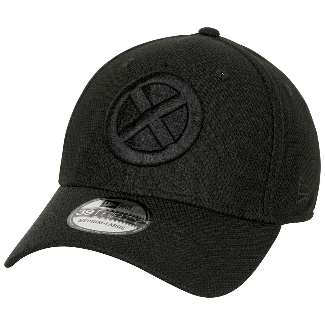 X-Men Logo Black on Black Colorway Era 39Thirty Fitted Hat Image 1