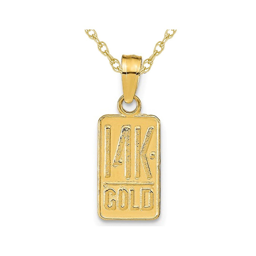 14K Yellow Gold Bar Charm Pendant Necklace with Chain Image 1