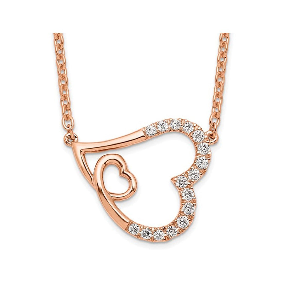 1/4 Carat (ctw SI1-SI2, H-I) Lab-Grown Diamond Heart Pendant Necklace in 14K Rose Pink Gold with Chain Image 1