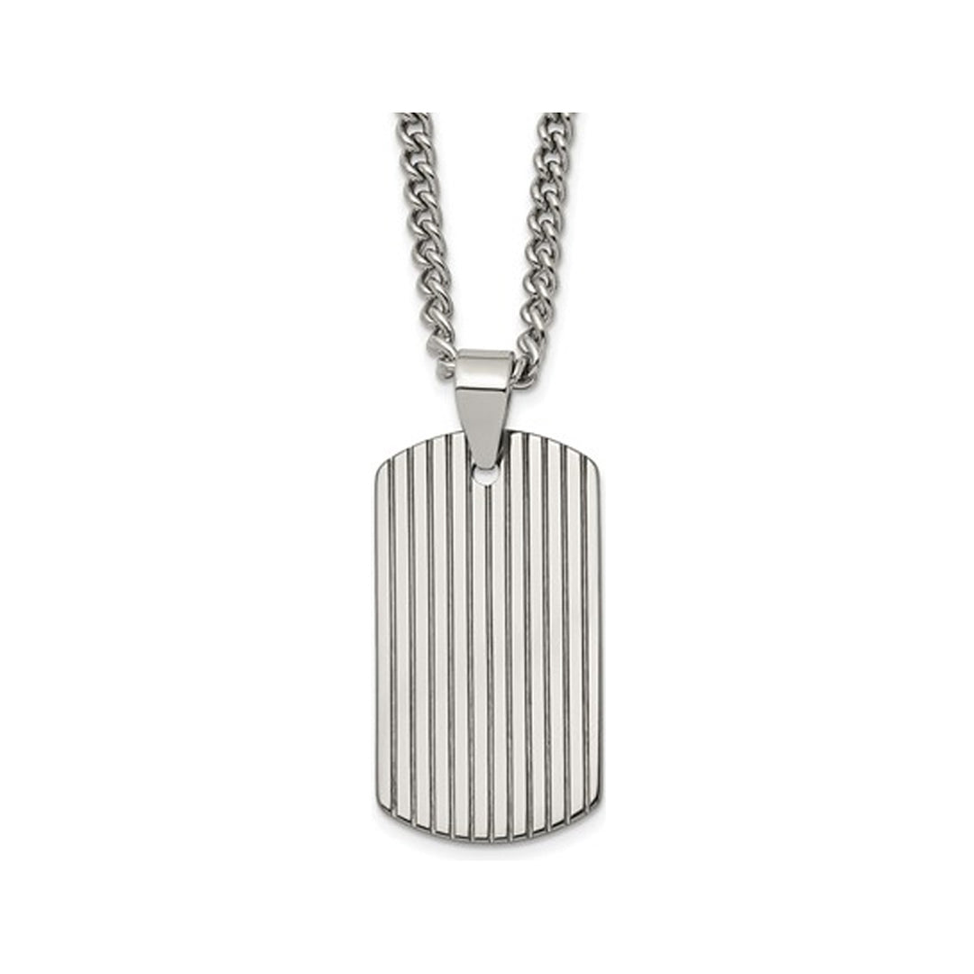 Mens Polished Tungsten Line Pendant Necklace with Chain (22 Inches) Image 1