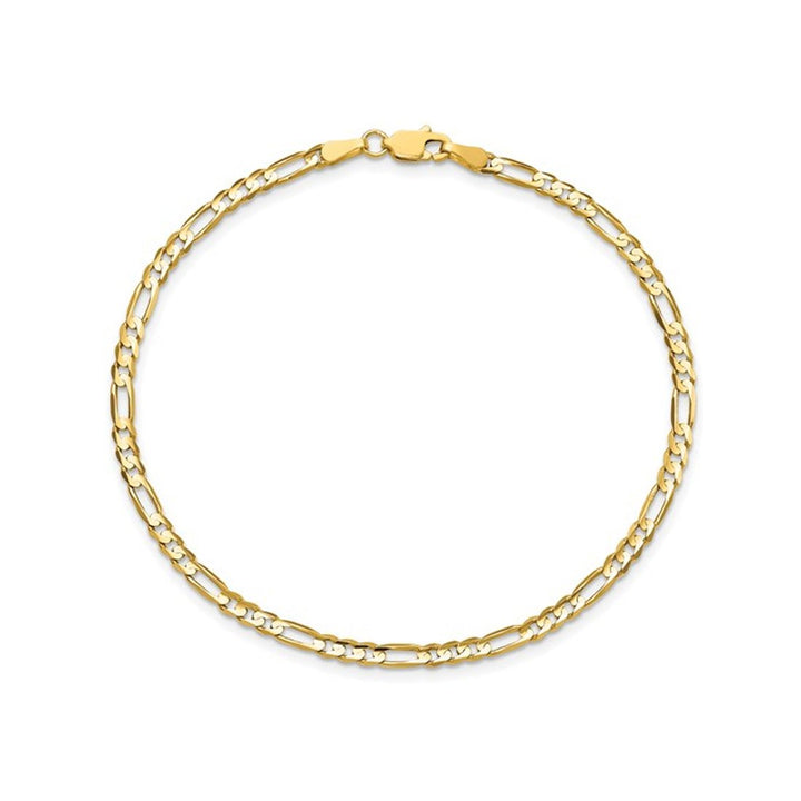 Concave 3mm Figaro Bracelet 8 Inches in 14K Yellow Gold Image 1