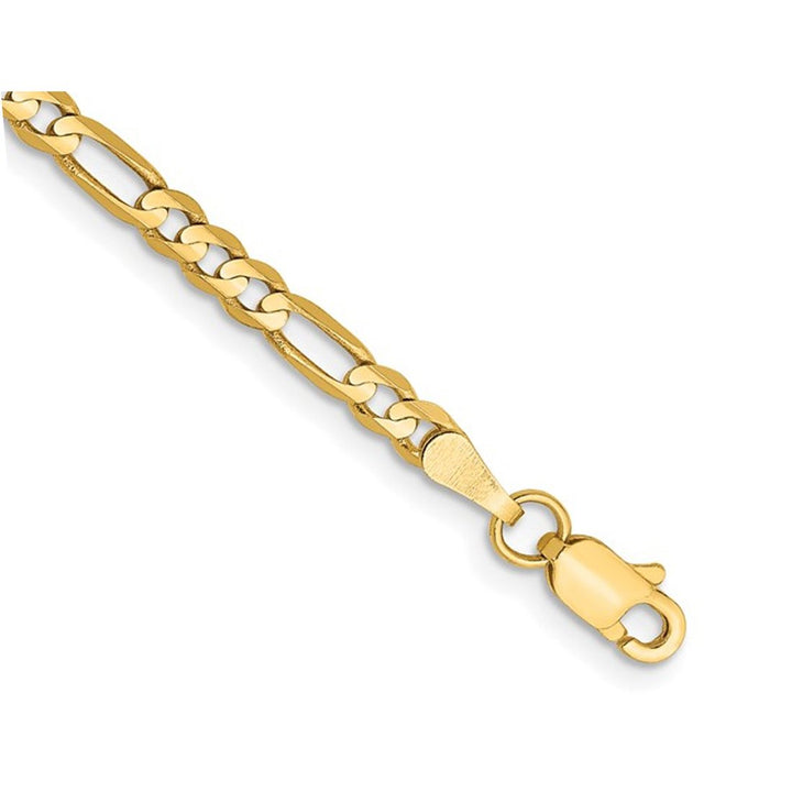Concave 3mm Figaro Bracelet 8 Inches in 14K Yellow Gold Image 2