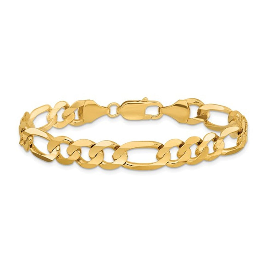 14K Yellow Gold Concave 8.75mm Figaro Bracelet (8 Inches) Image 1
