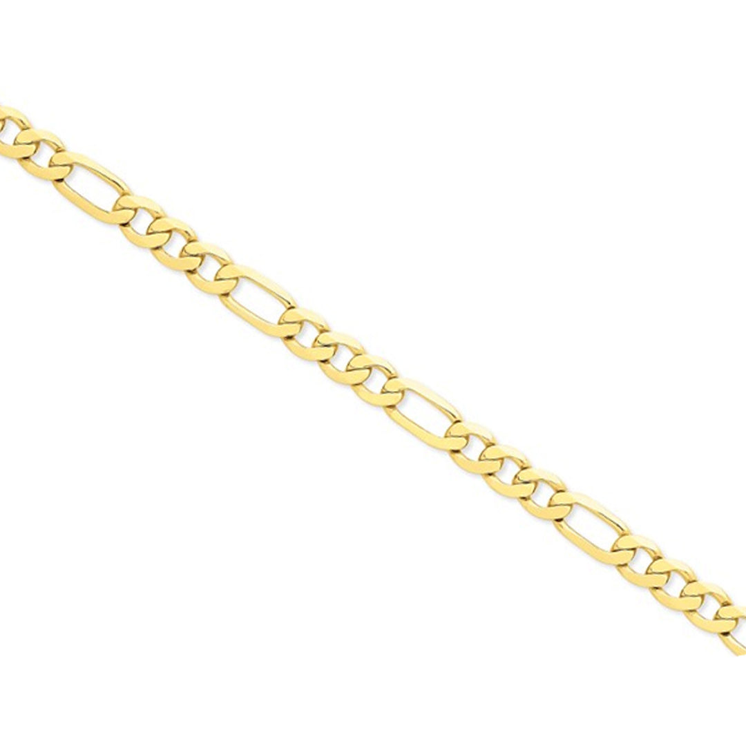 14K Yellow Gold Concave 8.75mm Figaro Bracelet (8 Inches) Image 2