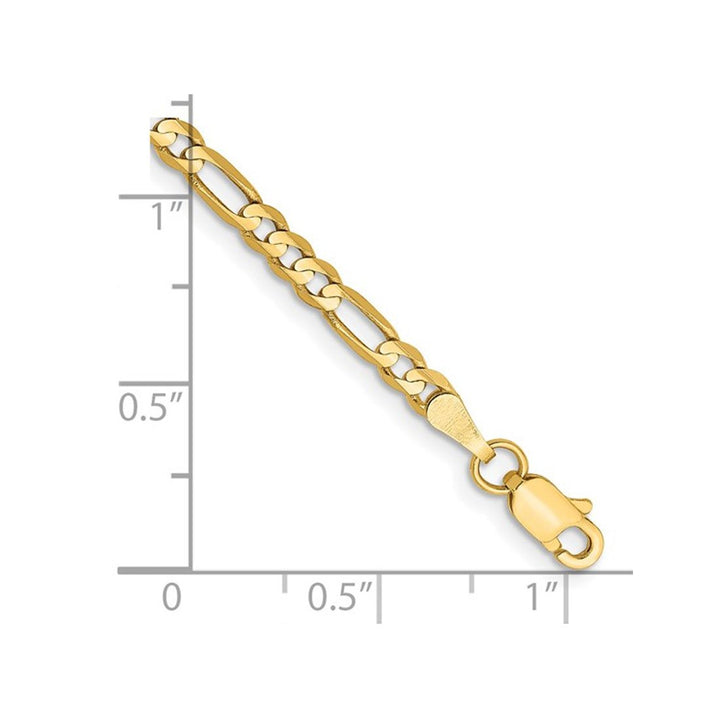 Concave 3mm Figaro Bracelet 8 Inches in 14K Yellow Gold Image 3