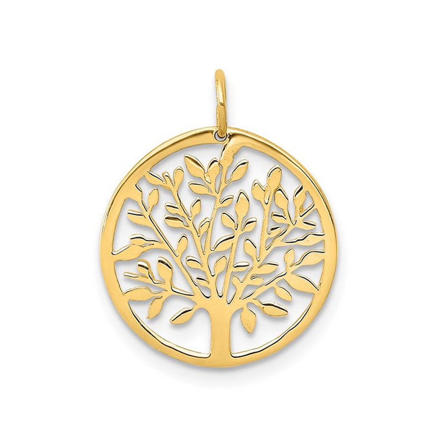 14K Yellow Gold Polished Tree of Life Pendant Charm (No Chain) Image 1