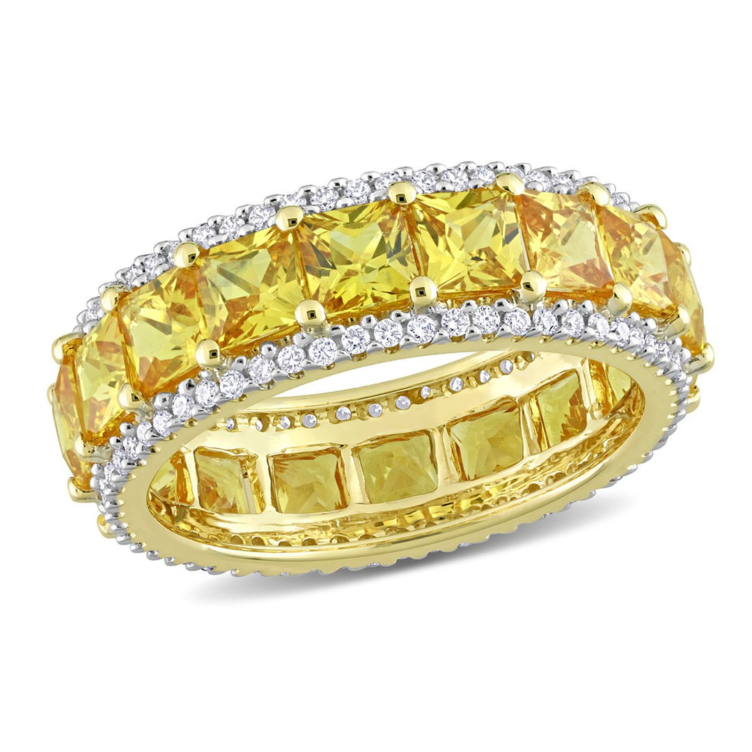 4.80 Carat (ctw) Yellow Sapphire Ring Band with Diamonds in 14K Yellow Gold Image 1