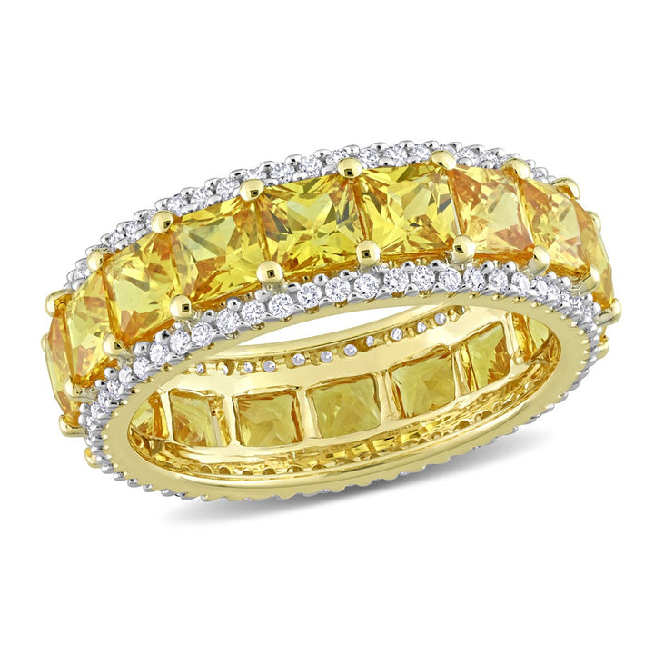 4.80 Carat (ctw) Yellow Sapphire Ring Band with Diamonds in 14K Yellow Gold Image 1