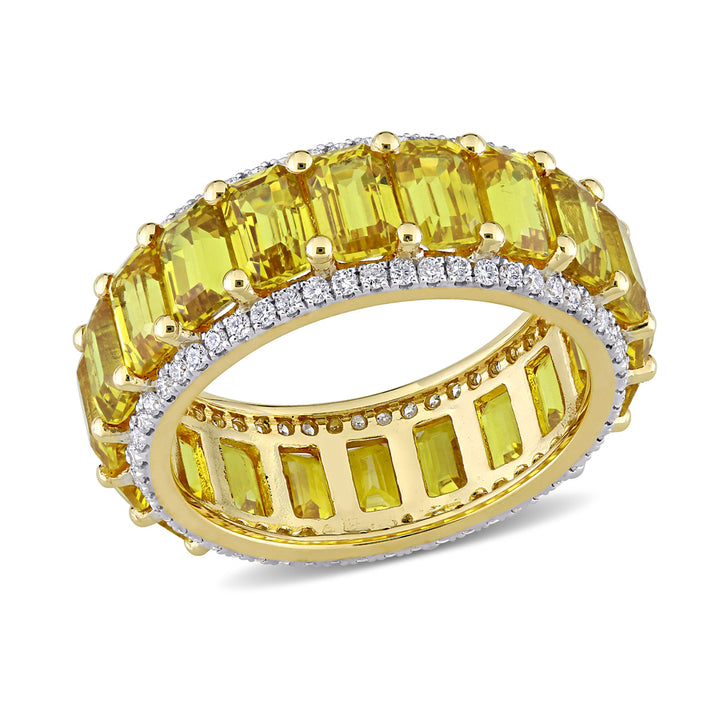 11.20 Carat (ctw) Yellow Sapphire Ring Band with Diamonds in 14K Yellow Gold Image 1