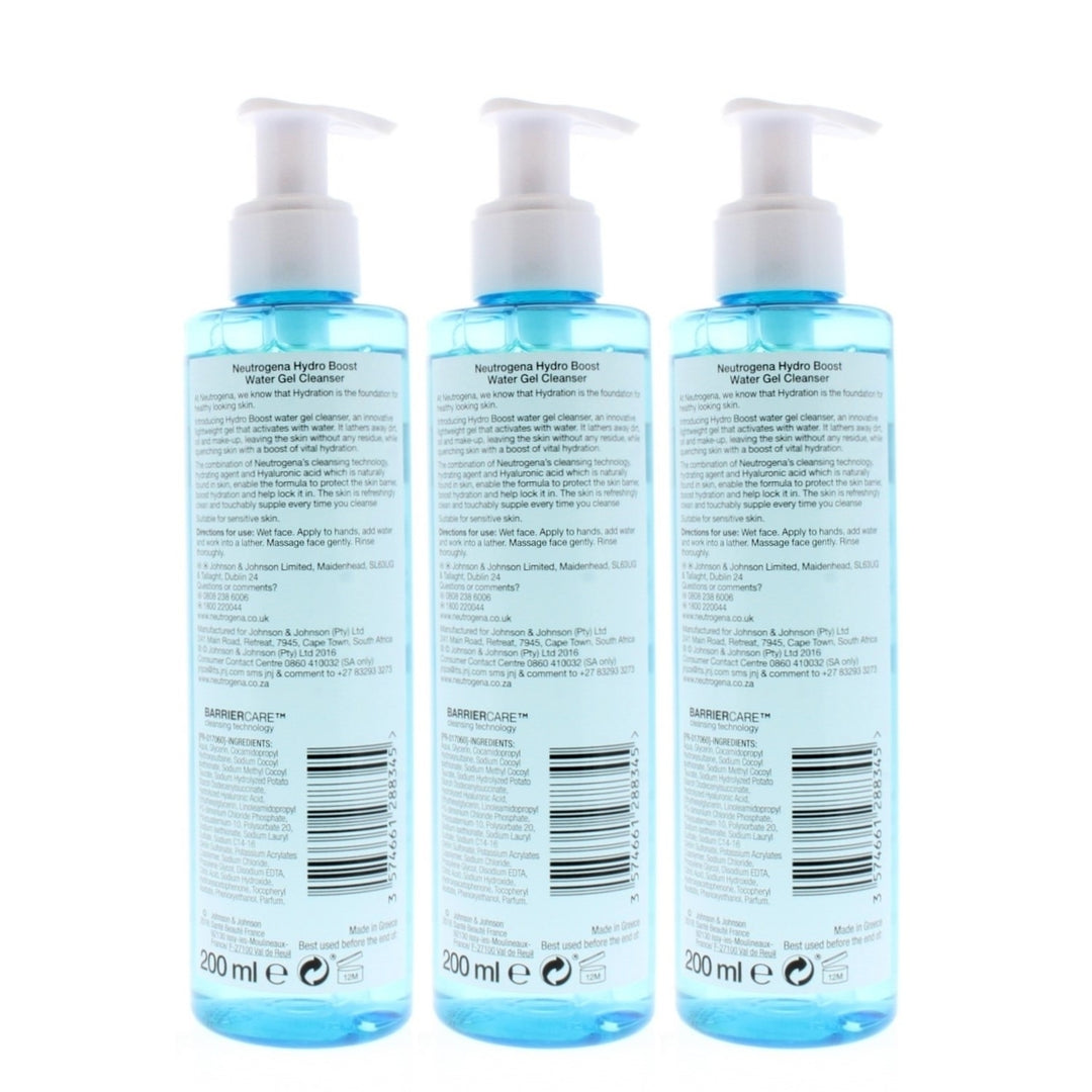 Neutrogena Hydro Boost Cleanser Water Gel 200ml (3 Pack) Image 3