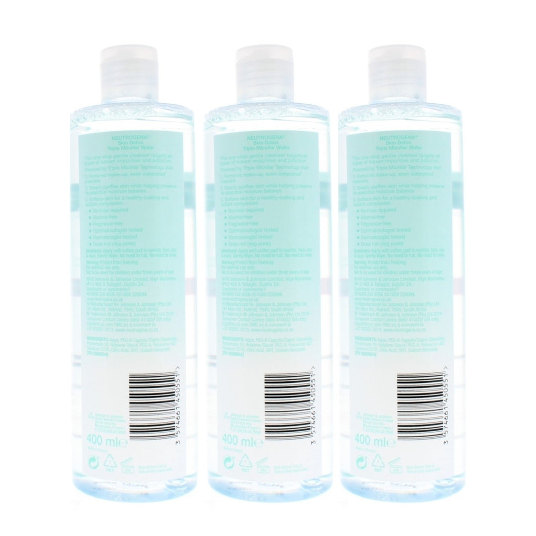Neutrogena Skin Detox Triple Micellar Water 400ml (3 Pack) Image 3