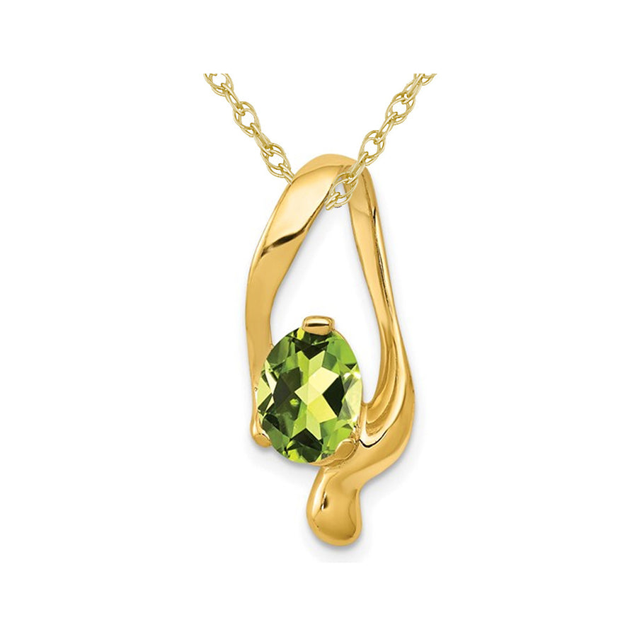 1.30 Carat (ctw) Peridot Pendant Necklace in 14K Yellow Gold with Chain Image 1