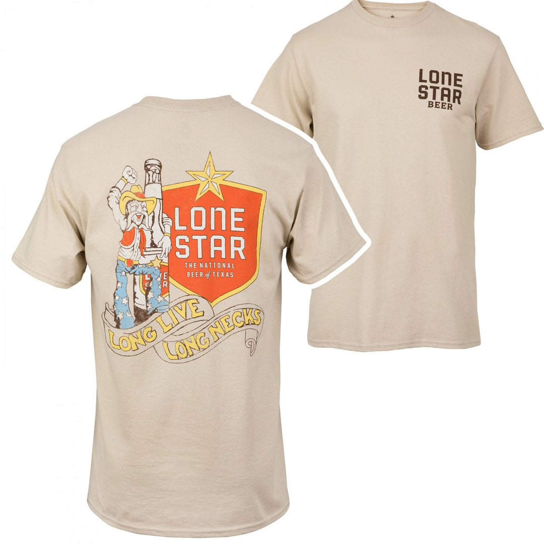 Lone Star Beer Long Live Long Necks Front and Back Print T-Shirt Image 1