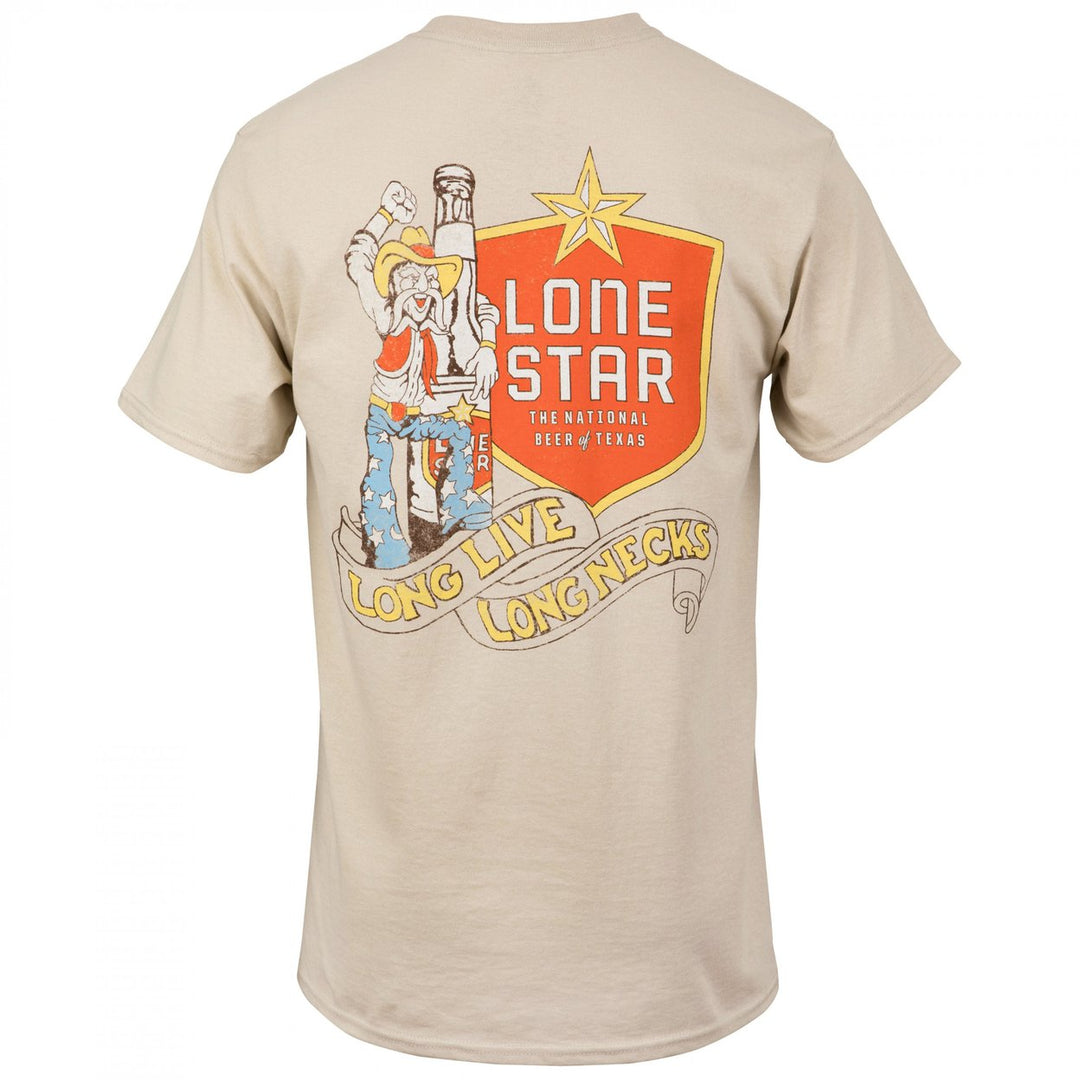 Lone Star Beer Long Live Long Necks Front and Back Print T-Shirt Image 3