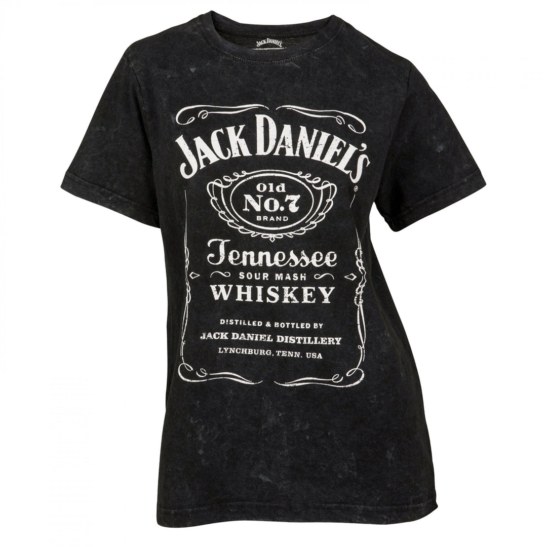 Jack Daniels Label Womens Mineral Wash T-Shirt Image 1